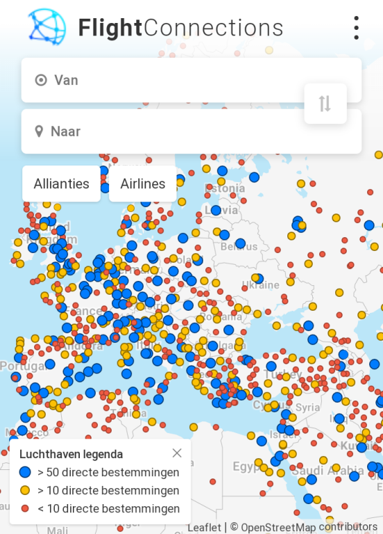 flight connections overzicht